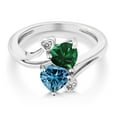 thumbnail image 2 of Gem Stone King 10K White Gold Diamond Accent Ring Nano Emerald Persian Blue Moissanite (1.53 Cttw), 2 of 3