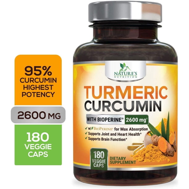 Nature's Nutrition Turmeric Curcumin with Bioperine Black Pepper