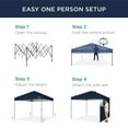 thumbnail image 3 of Best Choice Products 10x10ft Easy Setup Pop Up Canopy, Portable Tent w/ Side Wall, 1-Button Push, Case - Navy Blue, 3 of 8
