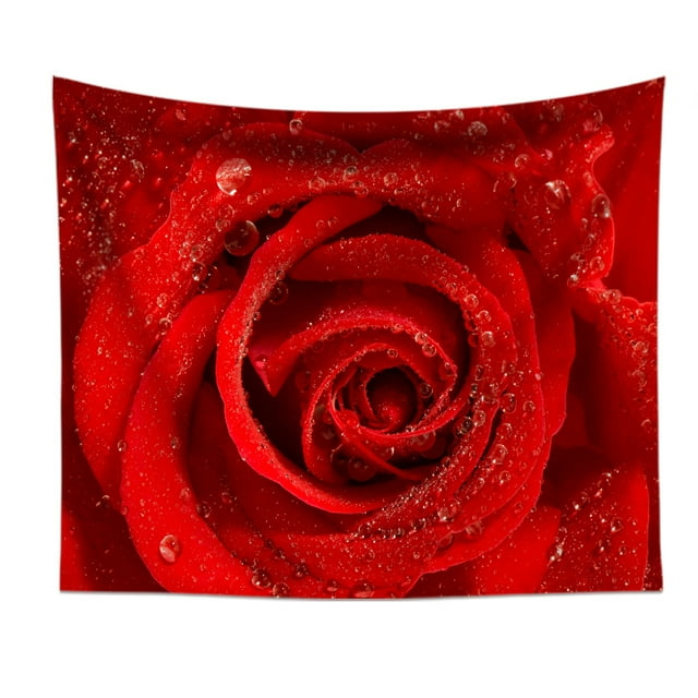 Tapiz para colgar en la pared, rosa roja, diseño romántico, 150 x 130 cm