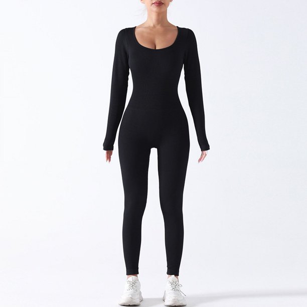 Traje de yoga de una pieza sin costuras, pantalones de manga larga, traje deportivo de fitness de otoño e invierno, traje de cuerpo de levantamiento de cadera y abdomen con alta elasticidad