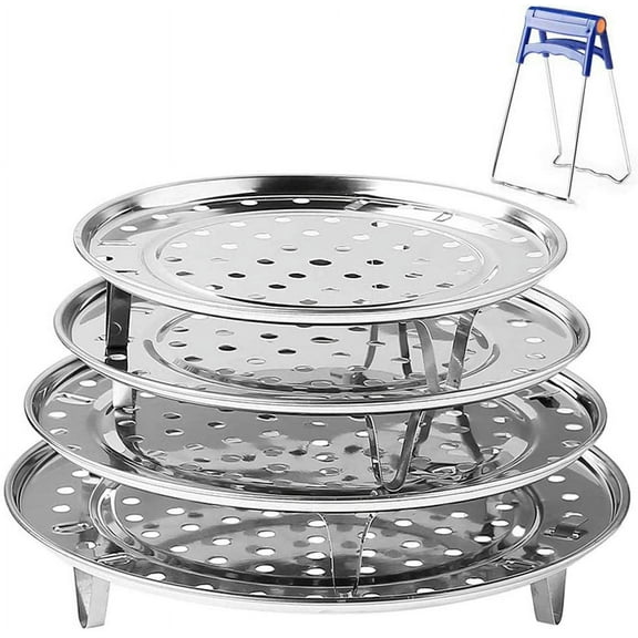 Round Stainless Steel Steamer Rack 7.6" 8.5" 9.33" 10.23" Inch Diameter Steaming Rack Stand Canner Canning Racks Stock Pot Steaming Tray Pressure Cooker Cooking Toast Bread Salad B