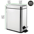 thumbnail image 3 of mDesign Small 1.3 Gallon Rectangle Metal Step Can with Liner/Handle, Chrome, 3 of 7