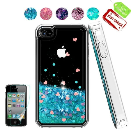 iphone 4s case with hd screen protector floating sparkle glitter
