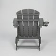 thumbnail image 6 of HDPE Folding Adirondack Chair with Dual Cup Holder, Gray Composite Outdoor Chair with Wood Texture, All-Weather Patio Lawn Garden Chair, 350lbs Capacity, 6 of 10