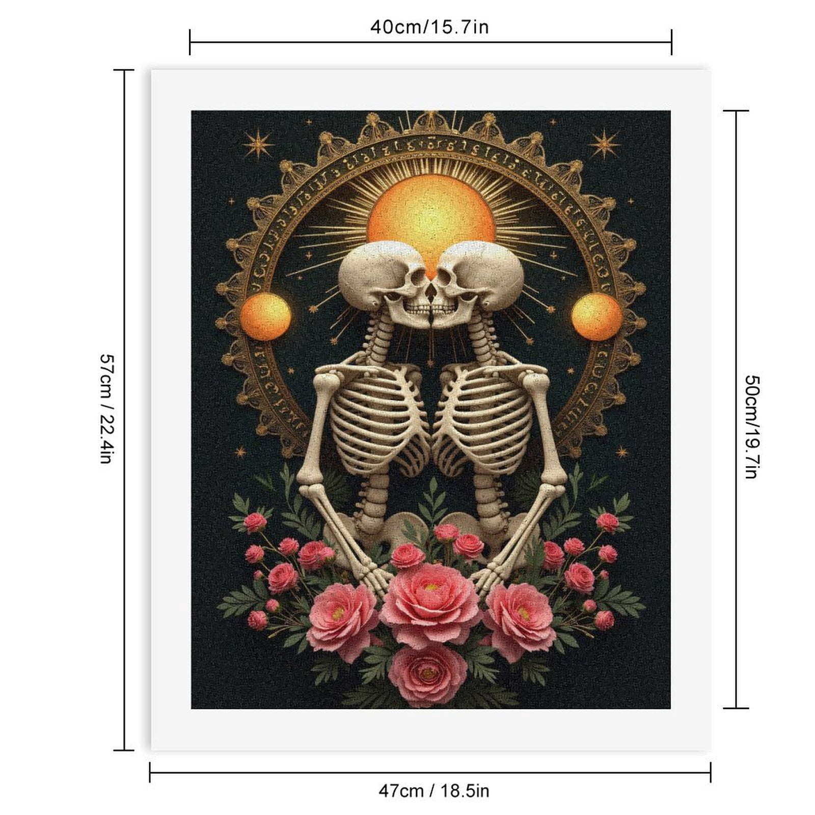 Paint By Numbers Kit for Adults Beginner - DIY Skeletons Sun Roses Mystical Art Canvas Painting Kits for Adults, Frameless Paint By Number for Adults for Home Wall Decor 16x20 Inch
