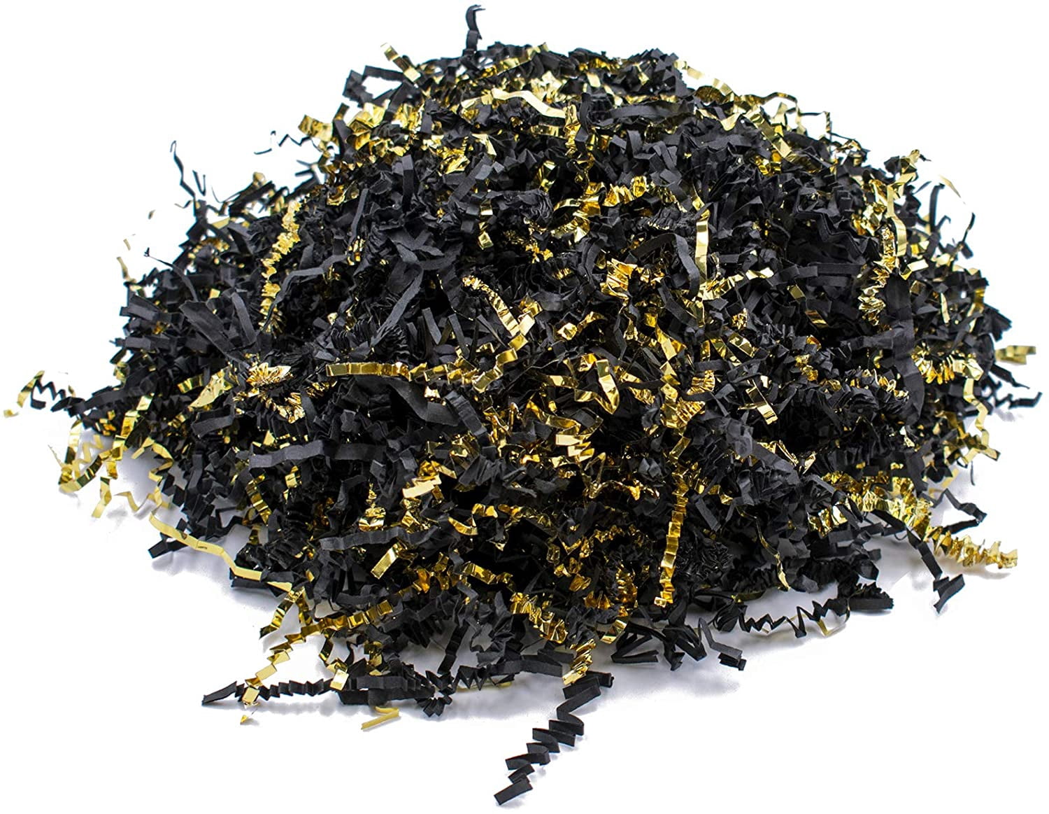3-Ply Crinkle Cut Shredded Paper, 2 lbs, Black & Metallic Gold
