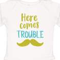 thumbnail image 4 of Inktastic Here Comes Trouble, Mustache, Moustache Boys or Girls Long Sleeve Baby Bodysuit, 4 of 5