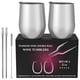 thumbnail image 2 of CHILLOUT LIFE - Juego de 2 vasos de vino de acero inoxidable de 12 oz - Copas de vino aisladas al vacío de doble pared con tapas y pajitas para café, vino, cócteles (acero inoxidable) CHILLOUT LIFE CHILLOUT LIFE Vaso 2 x 12 oz, 2 of 5