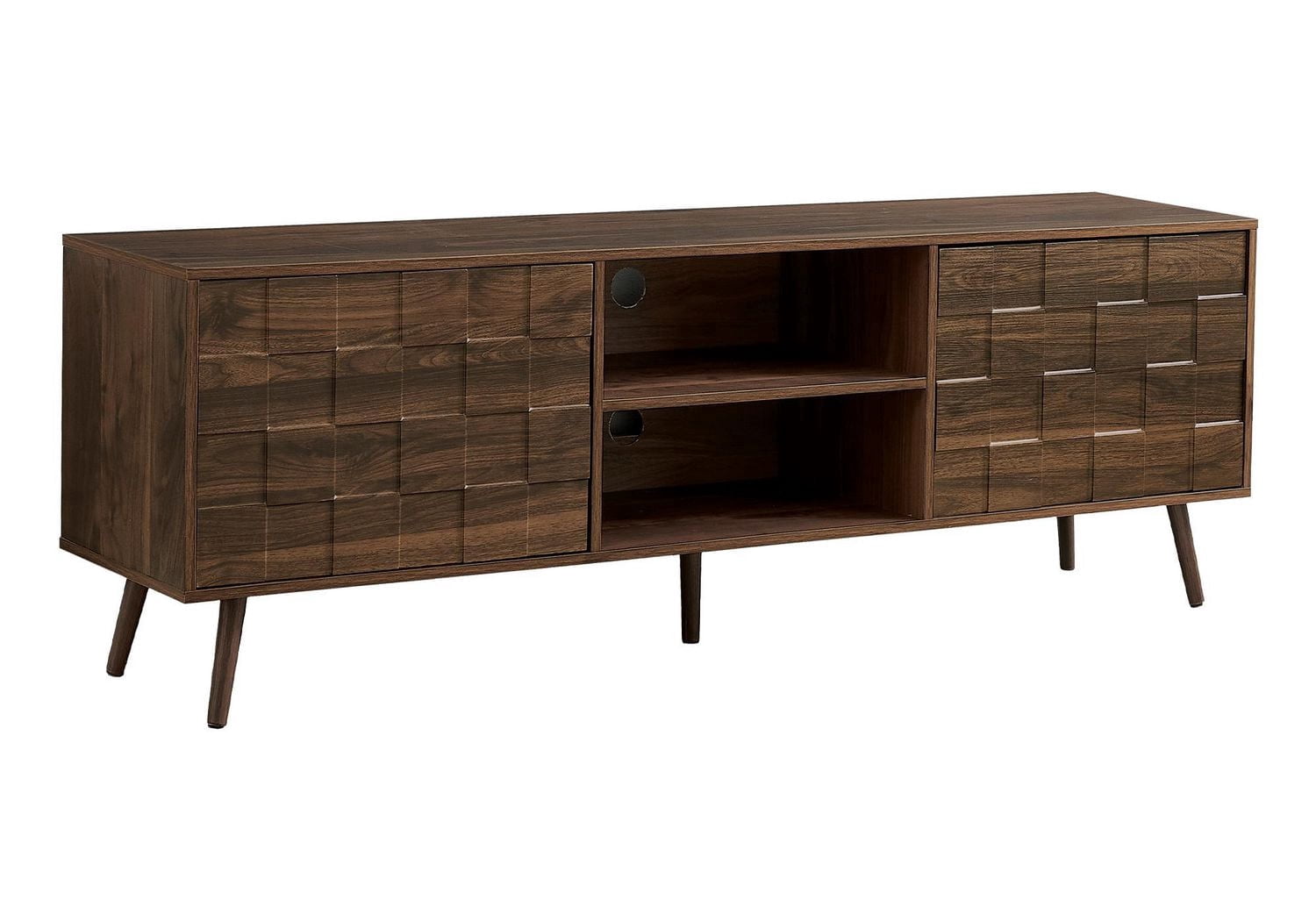 Monarch Specialties Tv Stand, 72 Inch, Console, Media Entertainment Center, Storage Cabinet, Bedroom, Living Room, Walnut Laminate, Mid Century