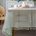 thumbnail image 2 of Crochet Tablecloth with Tassels, Boho Hollow LaceTablecloths for Party Birthday Dinning Farmhouse Table Cloth, 2 of 4