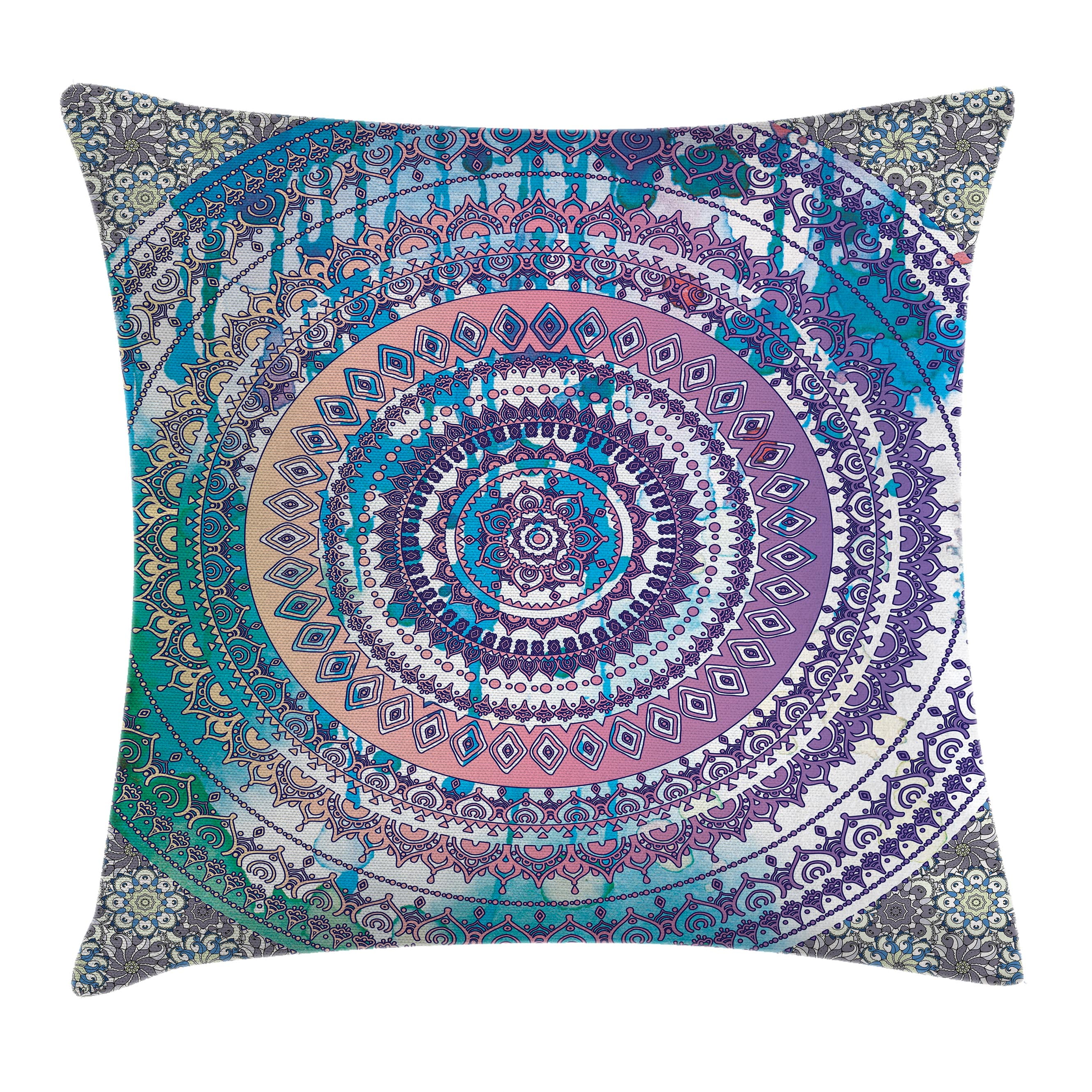 Indian Throw Pillow Cushion Cover, Classical Ethnic Mandala in Various ...