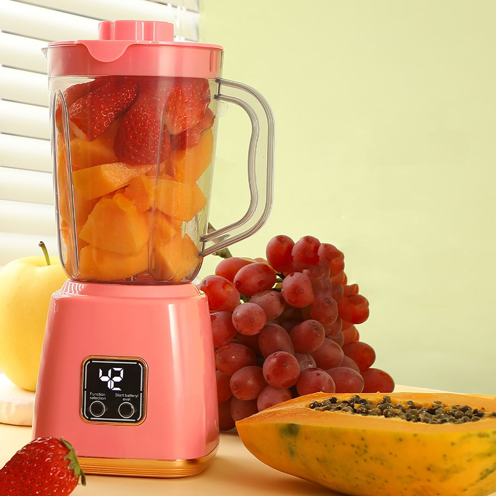 Fully Automatic Juicer, Household Juicer Fruit Processor, Portable Food Mixing Cup, Power Blender, Glass High Power Motor, Speed Settings for Vegetables and Fruit Maker Blender Food