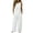 Z03White, variant on 2 Piece Women's Casual Linen Blend 2 Piece Outfit - Sleeveless Crew Neck Top with Decorative Side Buttons & High Waist Wide Leg Pants with Pockets, Solid Color Black XL