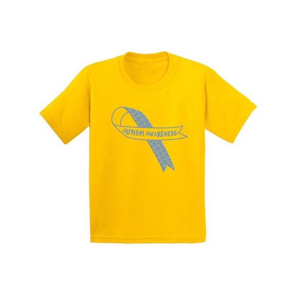 Awkward Styles Youth Autism Awareness Blue Ribbon Graphic Youth Kids T-shirt Tops Autistic Support