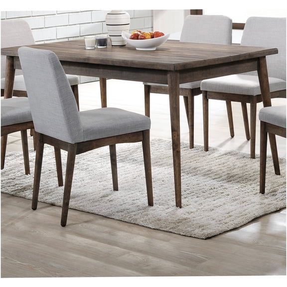 Walnut Finish Modern Dining Table for 6, Solid Wood Rectangular Kitchen Table with Melamine Top for Dining Room