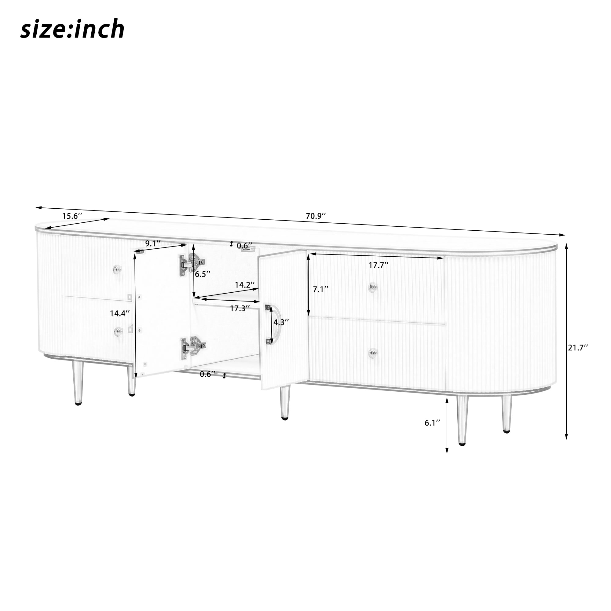 TV Stand for TVs up to 80 Inches, Entertainment Center with 4 Drawers and 1 Cabinet, Wood TV Console Table with Metal Legs and Handles for Living room