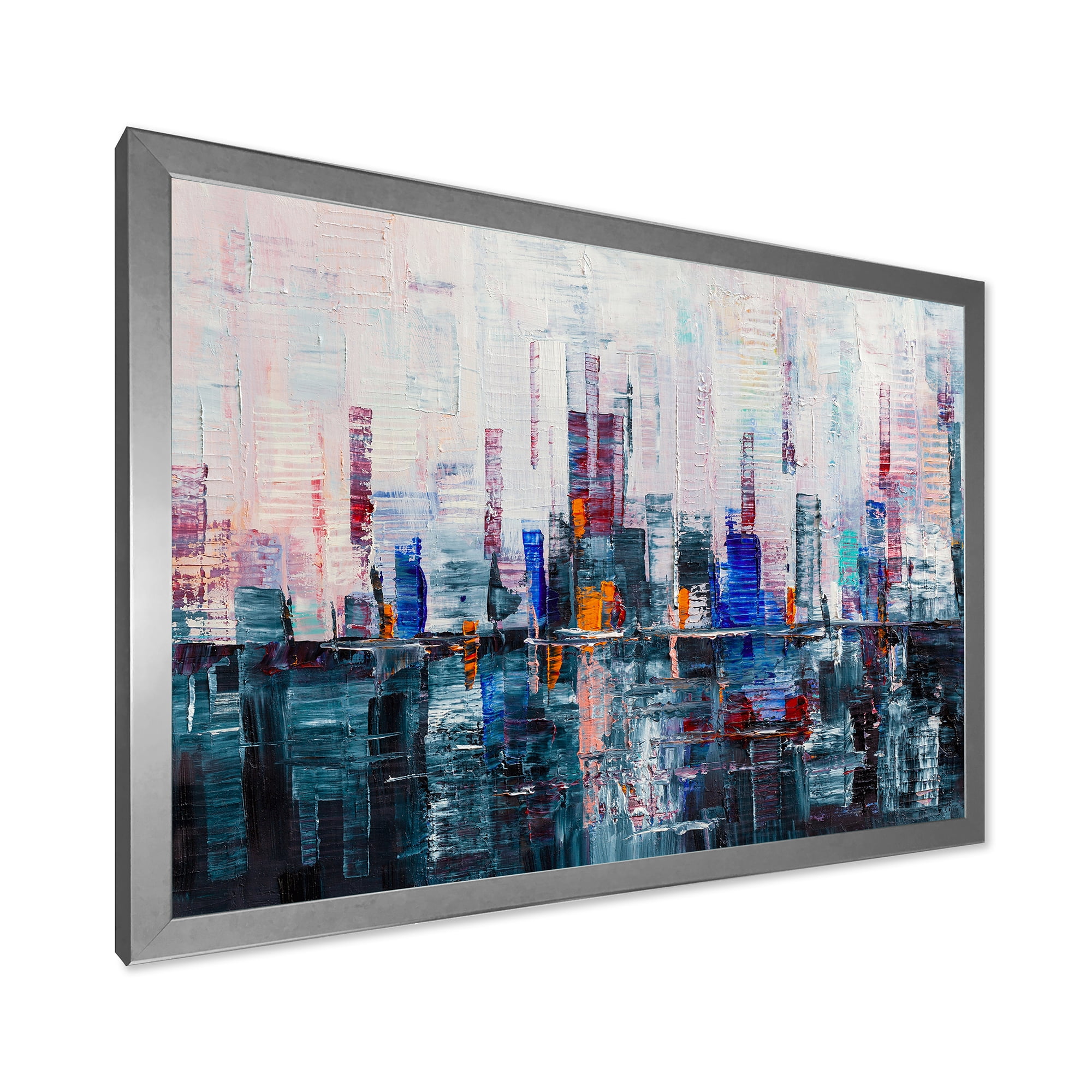Designart 'Modern Abstract City Skyscrapers' Modern Framed Art Print