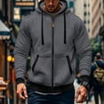 thumbnail image 2 of hoksml Men's Full Zip Hooded Sweatshirt, Contrast Trim Drawstring Hoodie Jacket with Kangaroo Pocket and Ribbed Cuffs, Casual Long Sleeve Outerwear, 2 of 8