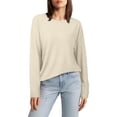 thumbnail image 3 of GuangCheng Womens Solid Long Sleeve Tops Round Neck Knitted Warm Pullover Sweater Blouses, 3 of 8