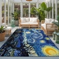 thumbnail image 2 of Large Area Rugs 5'x8', Blue Starry Night Carpet Runner Indoor Outdoor Rugs Home Decor Aesthetic, Abstract Star Sky House Tree Oil Painting Non Slip Mats Washable Accent Rug for Living Room Bedroom, 2 of 8