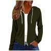 ZQGJB Fashion Hoodie Jackets for Women Lightweight Thin Casual Full Zip up Long Sleeve Open Front Cardigan Outwear Coat Fall Drawstring Hooded Sweatshirt Tops Army Green S