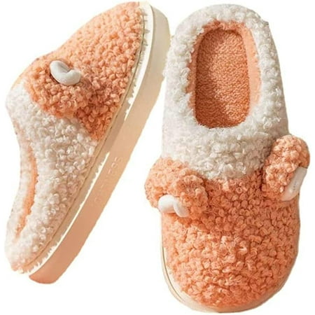 

PIKADINGNIS Fashion Cute Bear Fluffy Slippers for Women Men Furry Fur Soft Warm Anti-skip Indoor Shoes