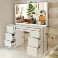 thumbnail image 4 of Boahaus Seraphine White Vanity Desk Lights 7 Drawers Wide Mirror Golden Knobs, 4 of 5