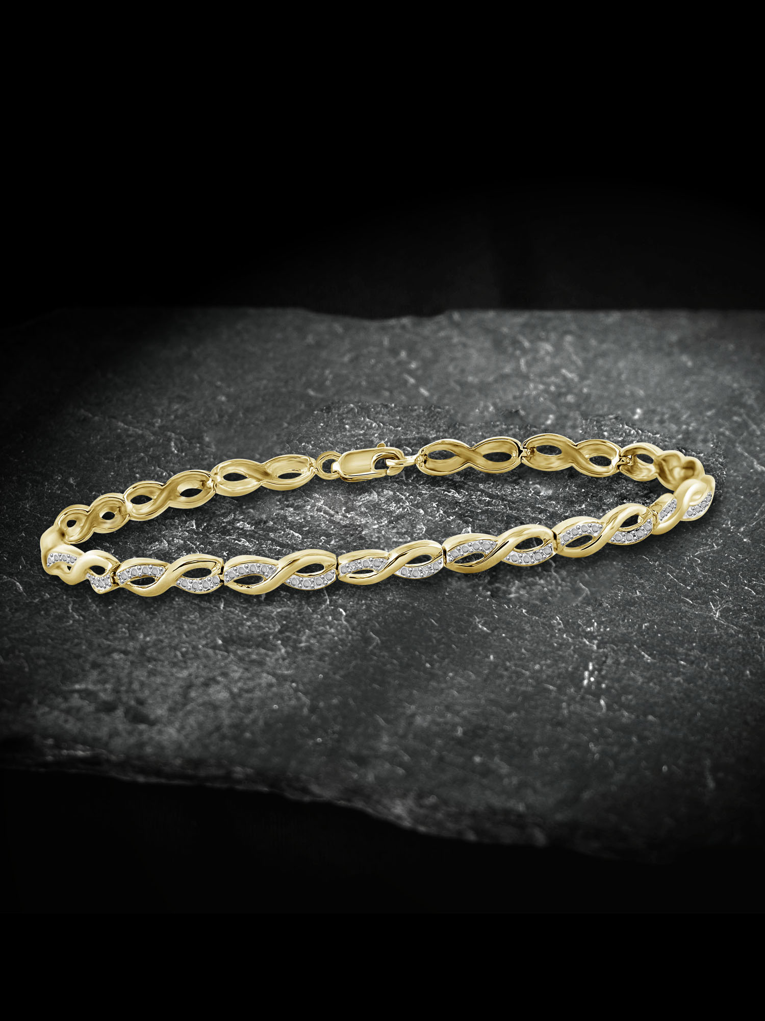 JewelersClub Infinity Bracelet White Diamond Accent 0.10 ct. t.w. 7.25 in, Lobster Claw Clasp in 14kt Gold-Plated