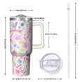 thumbnail image 2 of Pink Breast Cancer and Pioneer Flower Tumbler with Handle and Lid,40oz Double Wall Vacuum Insulated Tumbler,Cups Gift for Women and Men, 2 of 7