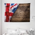 thumbnail image 1 of Union Jack Tapestry, Flag of United Kingdom on Old Oak Wooden Board English Nation Country Britain, Wall Hanging for Bedroom Living Room Dorm Decor, 80W X 60L Inches, Multicolor, by Ambesonne, 1 of 2