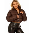 thumbnail image 1 of Veste Matelassée Courte pour Femmes, Manteau d'Extérieur Brun G, 1 of 9