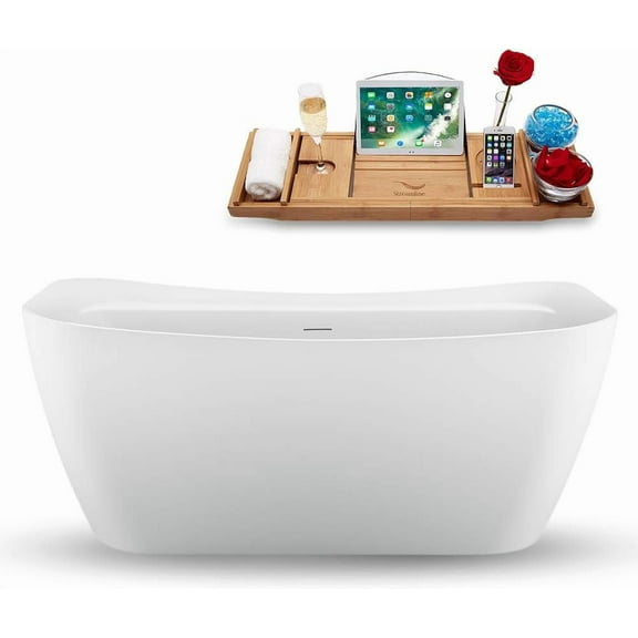 67" Streamline N1721BGL Freestanding Tub and Tray With Internal Drain