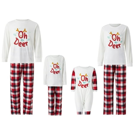 

wsevypo Family Christmas Pajamas Set Letter Print Xmas Pjs Matching Pyjamas Adult Kids Xmas Sleepwear