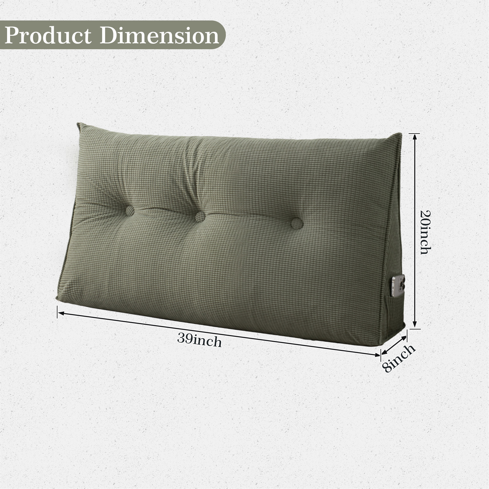 ANMINY Triangle Headboard Pillow Full Filling Backrest Positioning Support Wedge Pillow