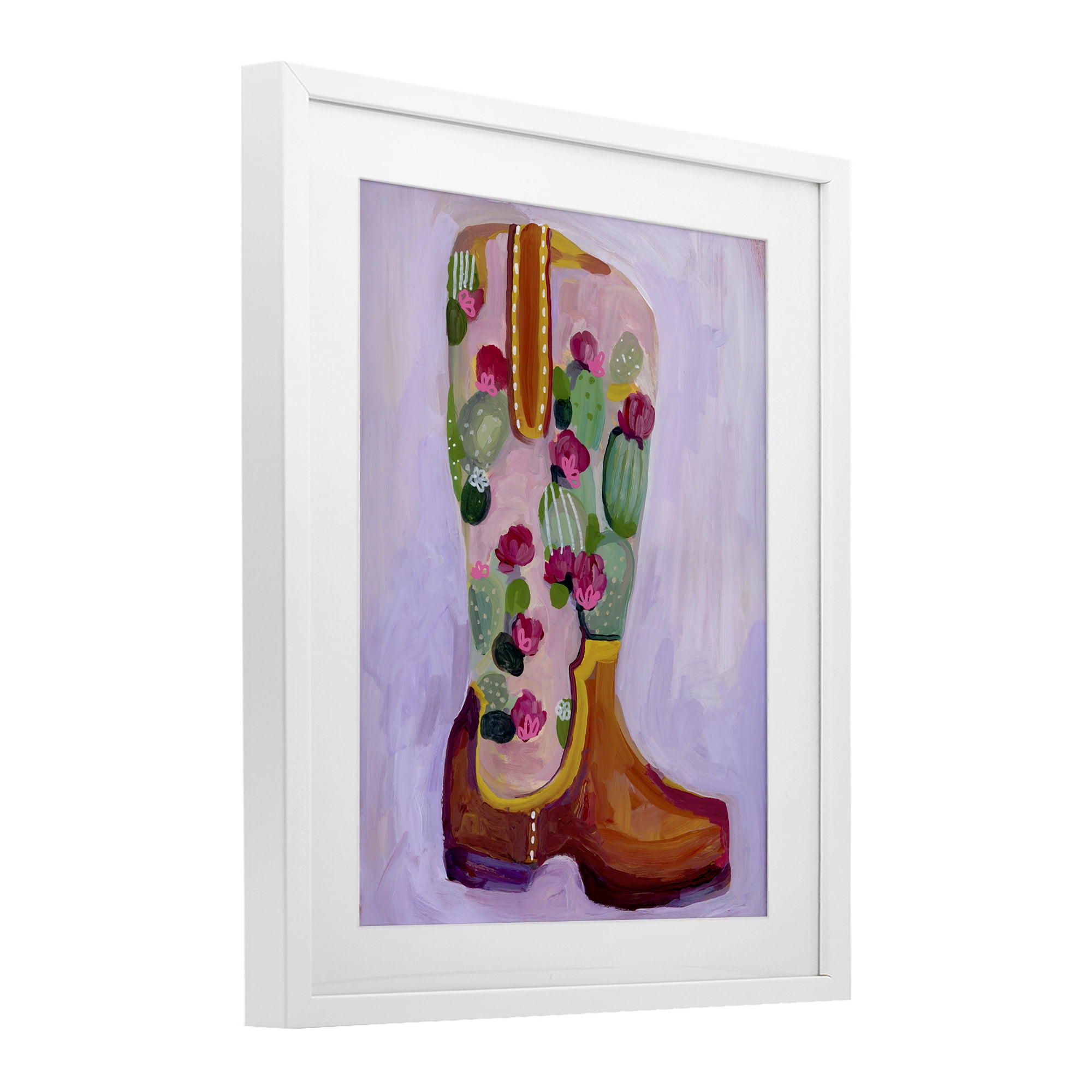 Desert Day Dream Boots White Framed Print Under Glass, design by Ashley Davis