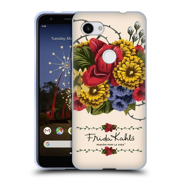 Head Case Designs Officially Licensed Frida Kahlo Red Florals Vine Soft Gel Case Compatible with Google Pixel 3a