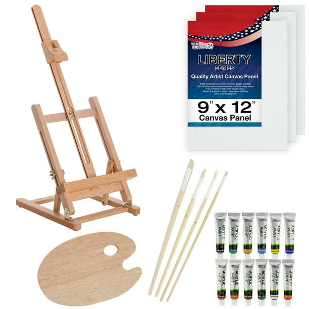 US Art Supply 21 Piece Acrylic Painting Set with Table