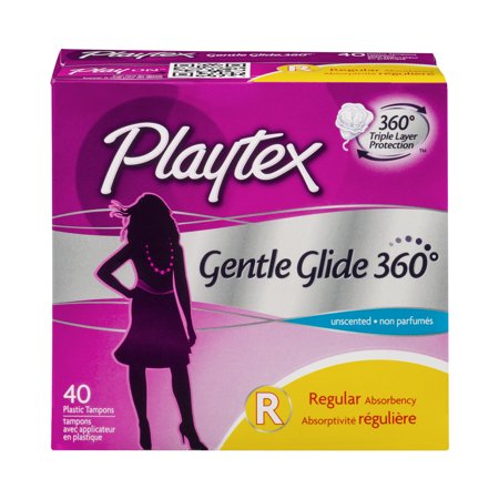 Playtex Gentle Glide 360 Unscented Plastic Tampons Regular Absorbency