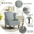 thumbnail image 2 of DREAMSIDEA Vintage Striped Accent Armchair, Comfy High Back Wing Chair Corner Chair Reading Chair for Living Room Bedroom Guest Room,Gray and White, 2 of 6