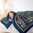 thumbnail image 4 of Feelyou Western Chanukah Hanukkah Bedding Comforter Set, Vintage Menorah Dreidel Twin Comforter Sets, Olive Branch Reversible Bedding Set, Super Cozy Room Decor, 2pcs, 4 of 8