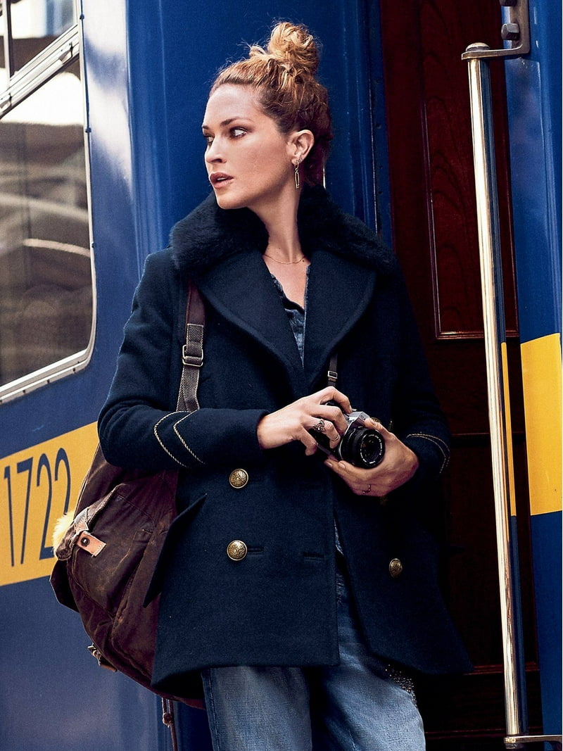 美品THE SHINZONE FLARE PEA COAT 36 NAVY 美品THE SHINZONE FLARE PEA COAT 36 NAVY