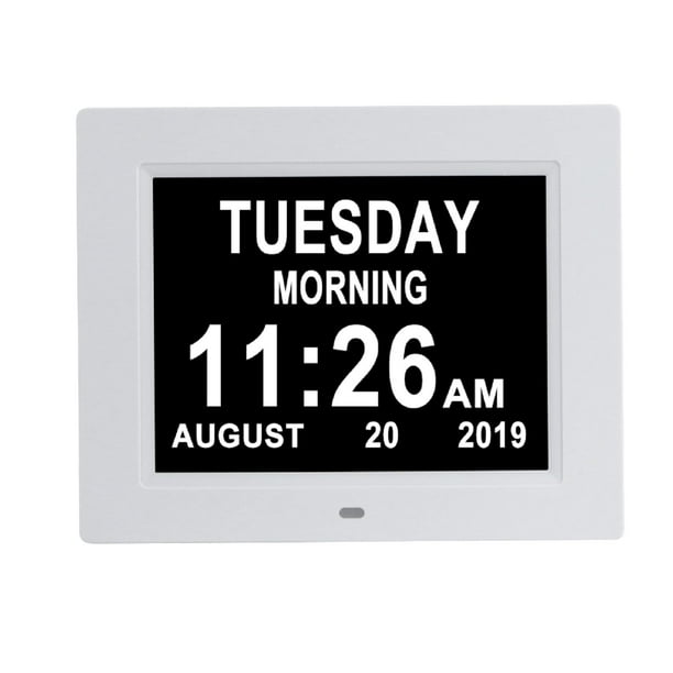 Reloj digital Aowasi con 8 alarmas y calendario diario para personas mayores