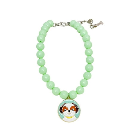 Aruwei Pet Necklace Beaded Collar Small Dog Accessories Non-Fading Artificial Pearl Adjustable Jewelry for Daily Wear and Photos
