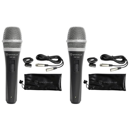 Pro Co Ameriquad Microphone Cable - 2 Rockville RMP-XLR Dynamic Cardiod Pro Microphones + 10' XLR Cables+2 Clips