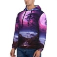 thumbnail image 3 of Pofeuu Purple Moon Tree Night Sky Print Mens Casual Hooded Collar Drawstring Hoodies Pullover Sweatshirts Casual Long Sleeve Shirts-3X-Large, 3 of 7