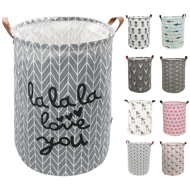 US Foldable Laundry Basket Round Storage Bin Hamper Clothes Toy Holder Organizer 