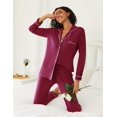 thumbnail image 6 of SMZ Womens Pajamas Set 2 Piece Button Down Pjs Soft Long Sleeve Top and Pants Sleepwear Set Lounge Sets, 6 of 13