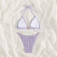 thumbnail image 4 of Gibobby Trajes de Baño para Mujer Bikini de cintura alta para mujer, conjunto de Bikini de cuello con cordones de Color sólido, traje de baño, bragas, co(Morado,CH), 4 of 5