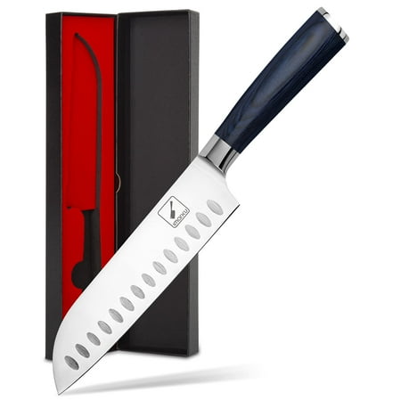 

imarku | 7-inch Santoku Knife Japanese Chef Knife German HC Stainless Steel 7Cr17Mov Ergonomic Pakkawood Handle Kitchen Knife - Blue